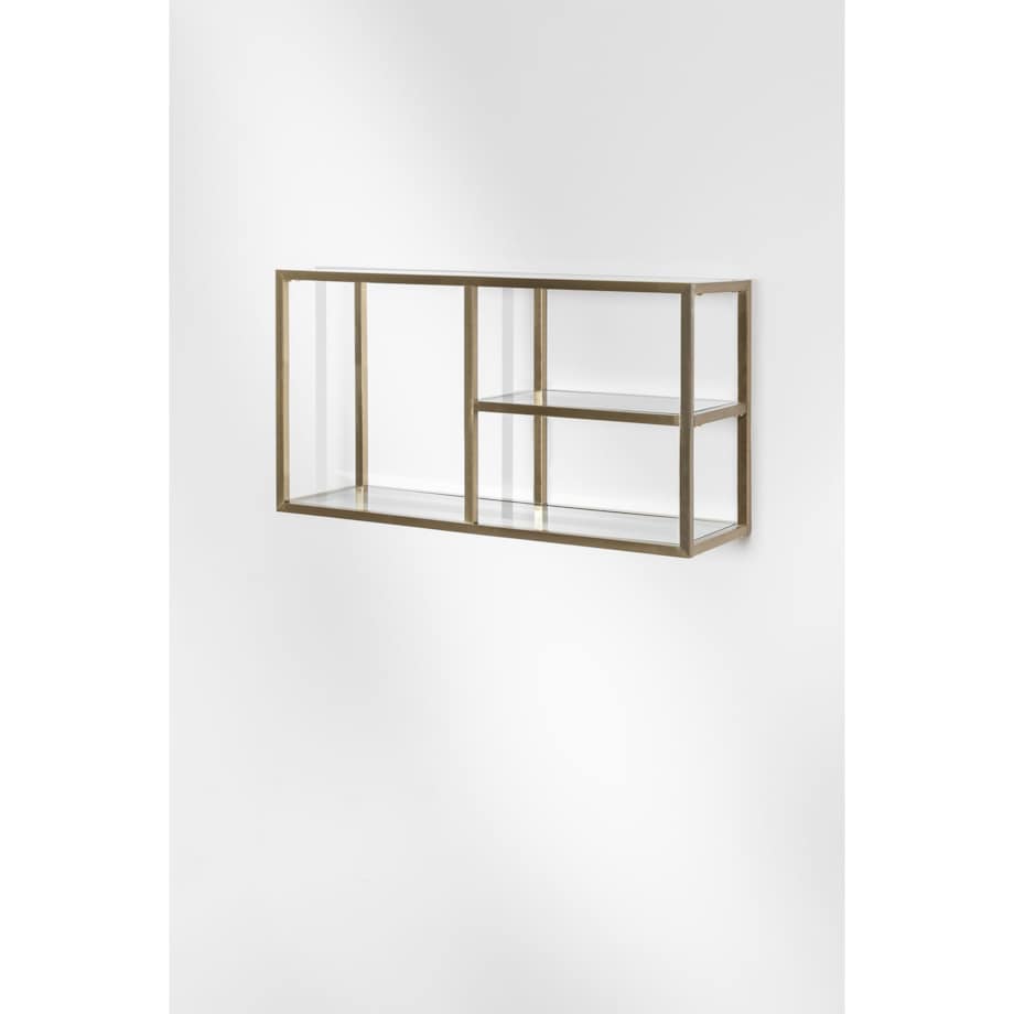 Półka wisząca, szklane półki, matowe złoto 90 cm Daiana