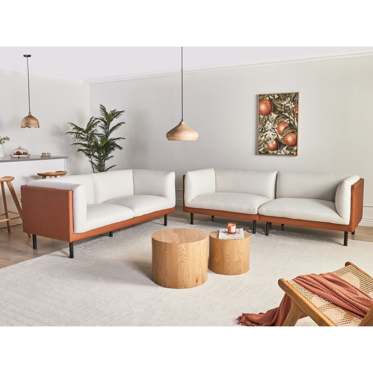 Sofa VORGOD Złamana biel dla 3 osób