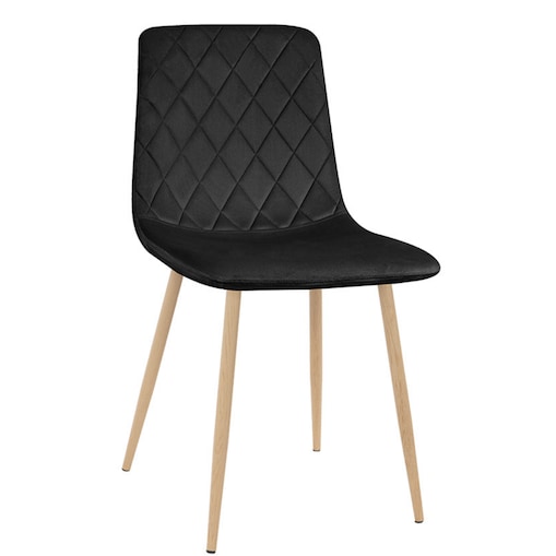 Krzesło tapicerowane welurowe do salonu kuchni jadalni velvet loft czarne jasne nogi