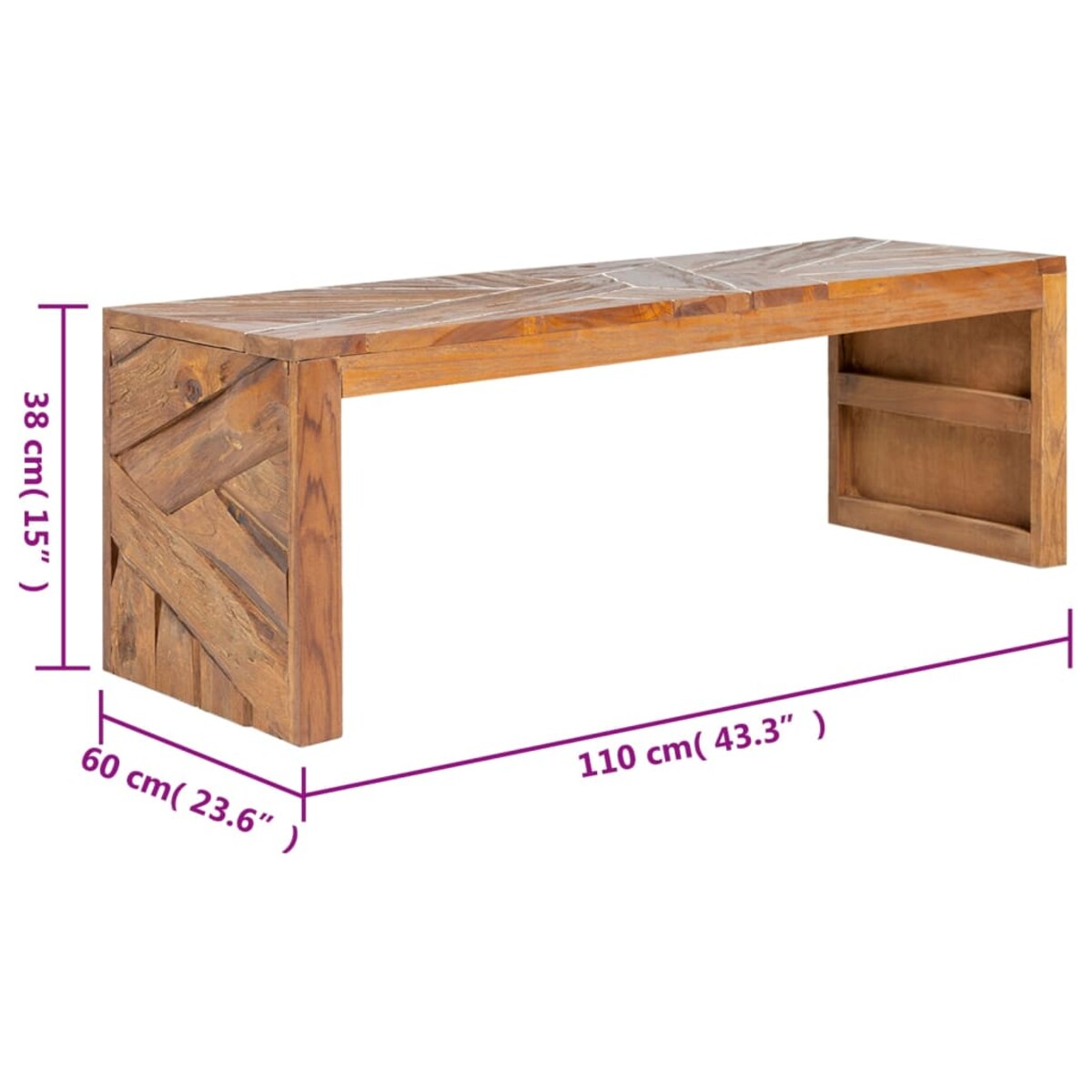 vidaXL Stojak pod telewizor, 110x60x38 cm, lite drewno tekowe