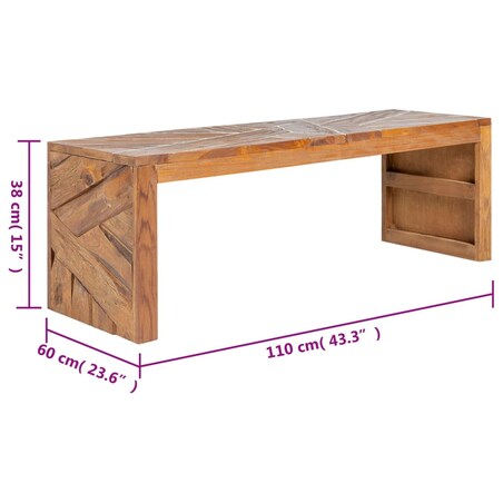 vidaXL Stojak pod telewizor, 110x60x38 cm, lite drewno tekowe