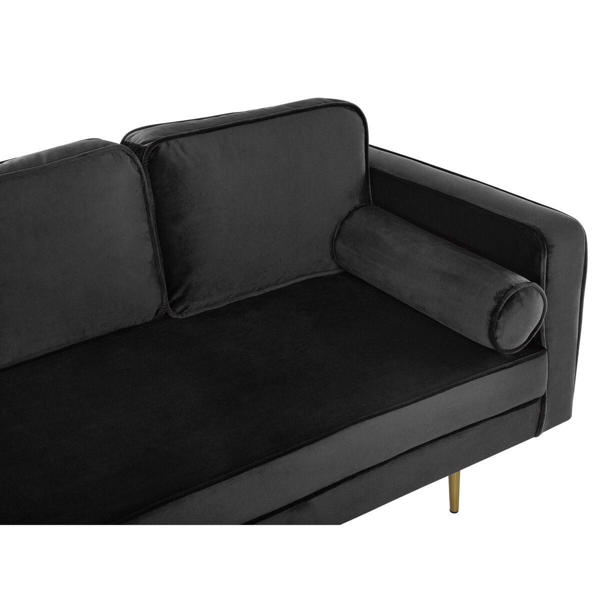 Szezlong welurowy prawostronny czarny MIRAMAS