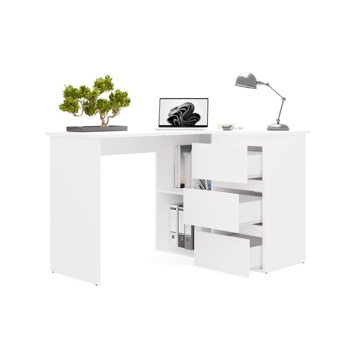 Biurko narożne Nicea prawe biały mat 120x48,5x75 cm 1 szt.