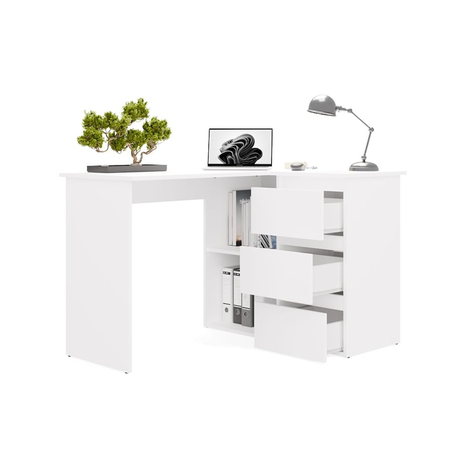 Biurko narożne Nicea prawe biały mat 120x48,5x75 cm 1 szt.