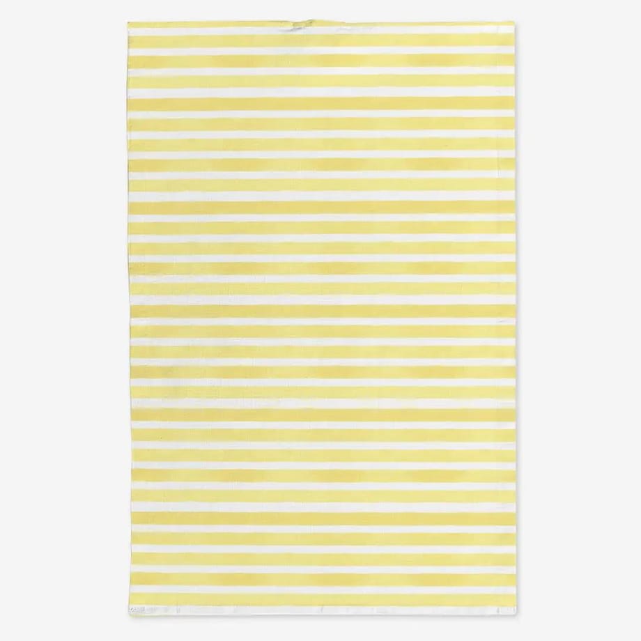 Lniany ręcznik kuchenny - żółte paski