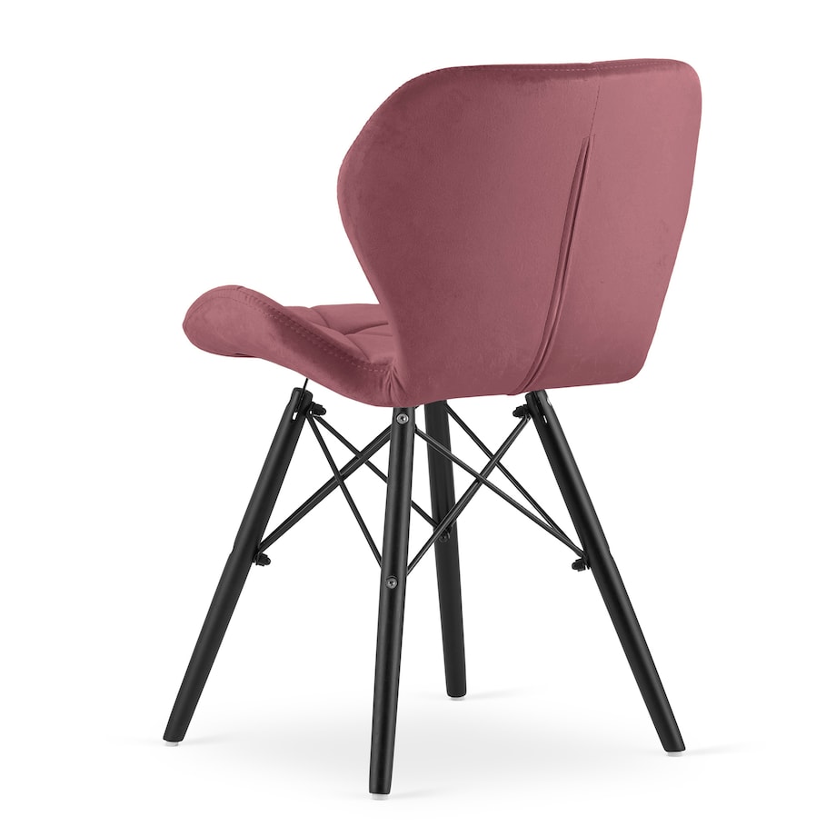 Krzesło Lago Ekoskóra ergonomiczne nowoczesny design - Ciemny Róż / Nogi Czarne X 4