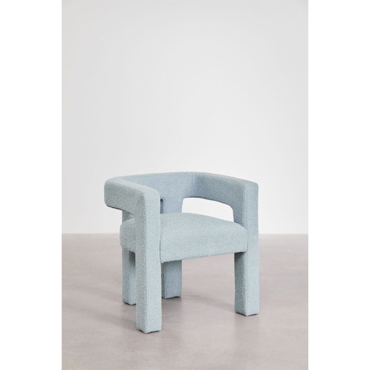 Krzesło do jadalni podłokietnikami, bouclé, błękitne Liara