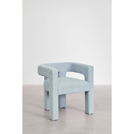 Krzesło do jadalni podłokietnikami, bouclé, błękitne Liara