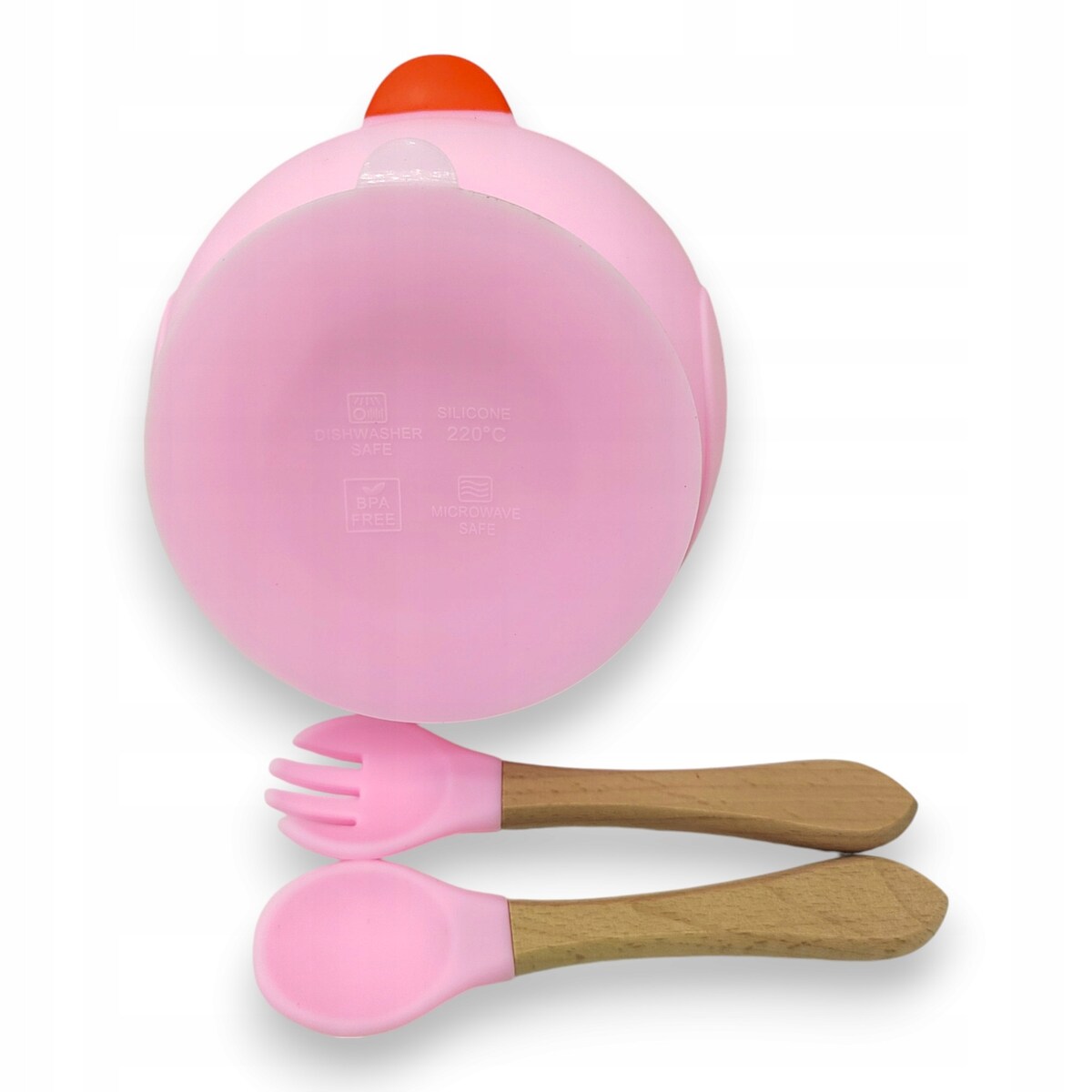 Miseczka z przyssawką silikonowa dla dziecka na przekąski łyżka widelec BLW