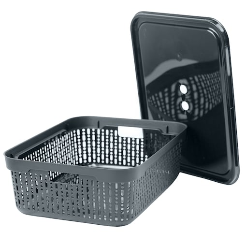 Koszyk Koszyczek Ażurowy XL Plastikowy Na Kosmetyki Do Łazienki Pojemnik Z Pokrywką Zamykany Z Dziurkami Szary