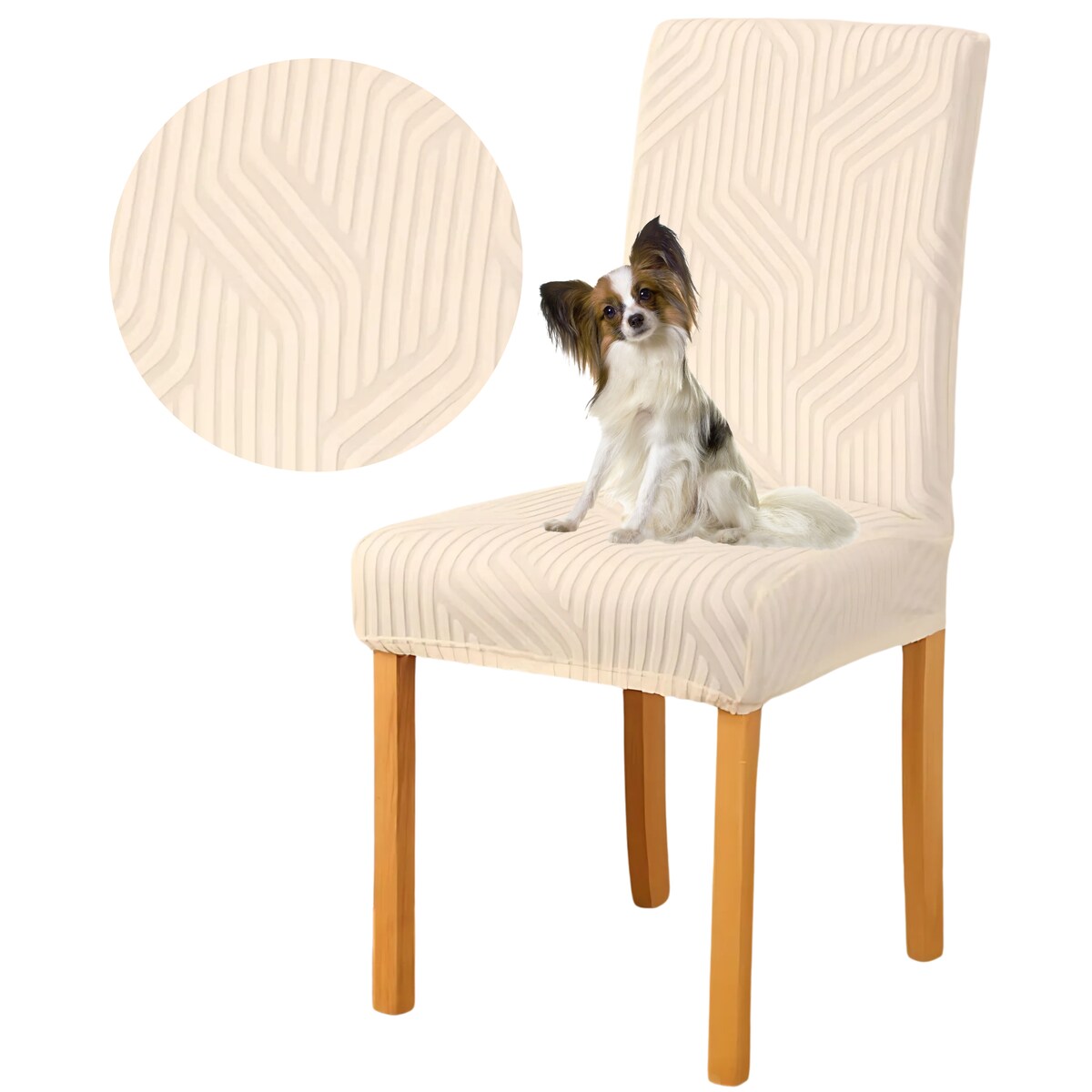 POKROWIEC NA KRZESŁO ECRU ŻAKARD WARKOCZ [10-Z8-EC]