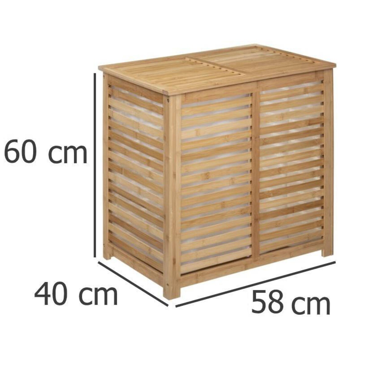 Kosz na pranie podwójny, 2-komorowy bambusowy, SICELA