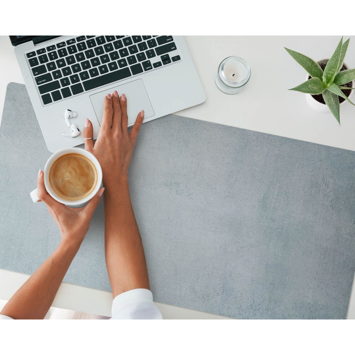 Turkusowa mata na biurko Subtelna tekstura tła, 100x50 cm