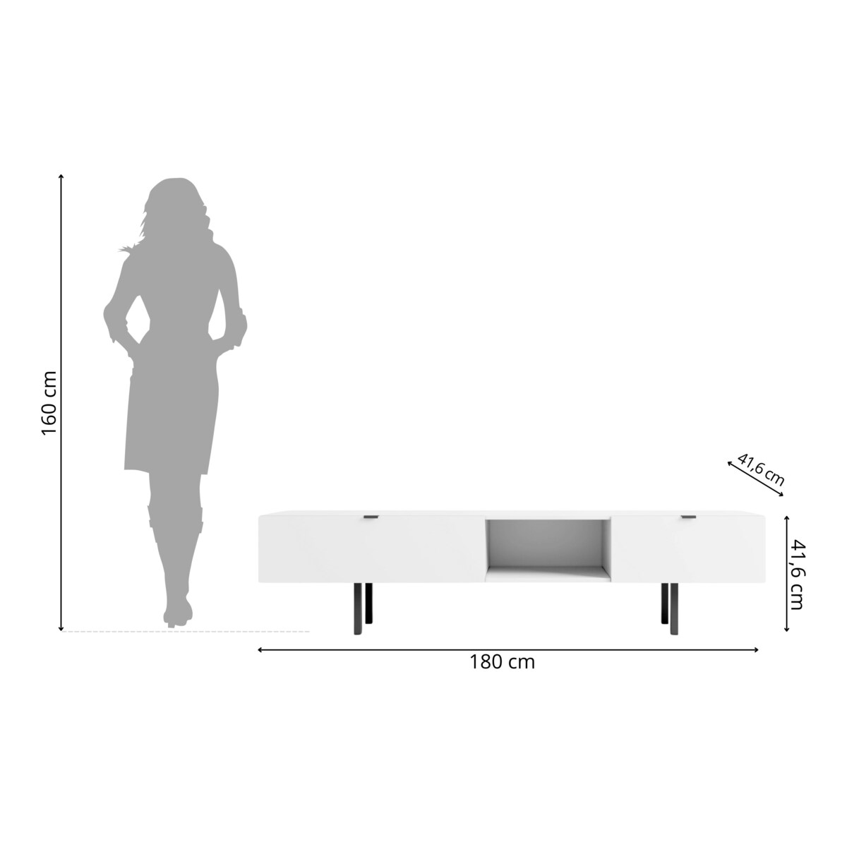 Biała szafka RTV z szufladą Skandica MYWAY / szer. 180 cm