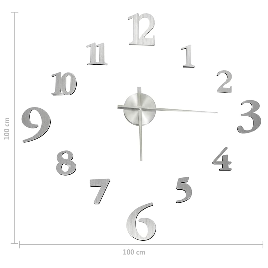 vidaXL Zegar ścienny 3D, nowoczesny design, srebrny, 100 cm, XXL