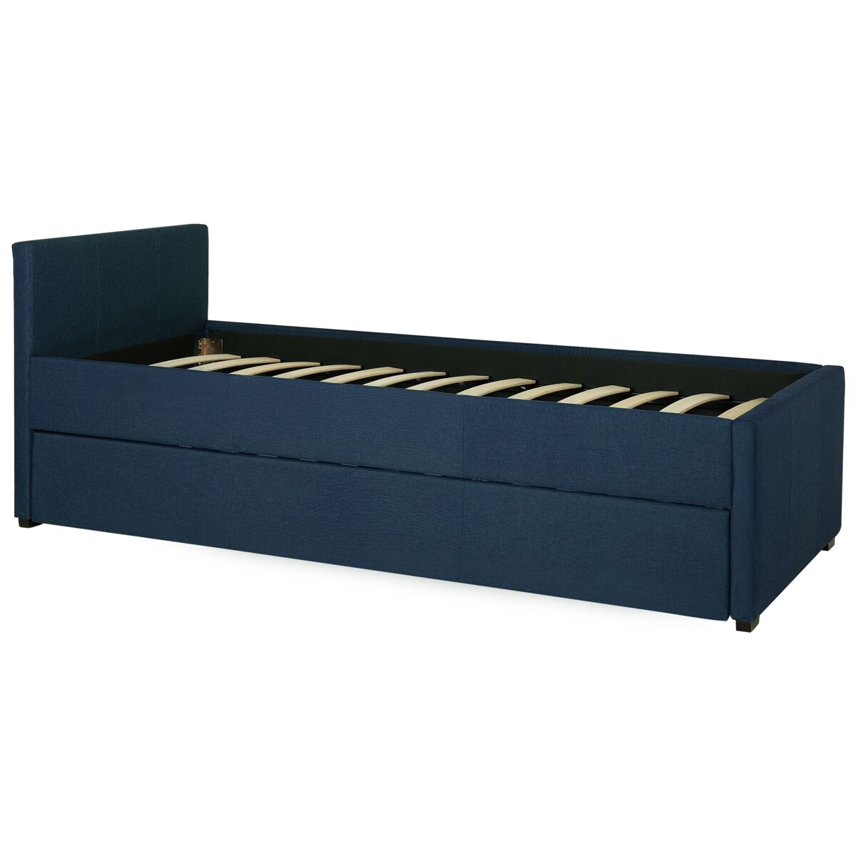 Łóżko wysuwane tapicerowane 90 x 200 cm niebieskie MARMANDE