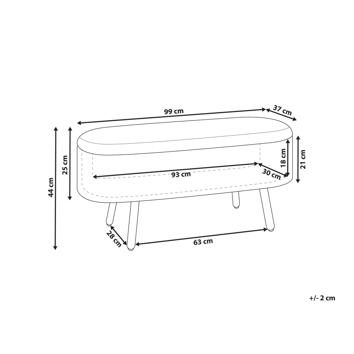 Ława OKLAHOMA Jasnobrązowy Tkanina szenilowa