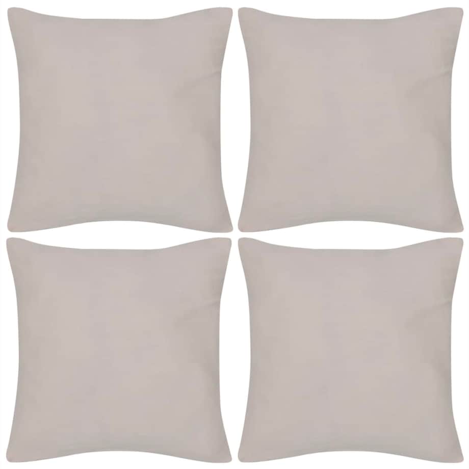 4 Beżowe bawełniane poszewki na poduszki 40 x 40 cm