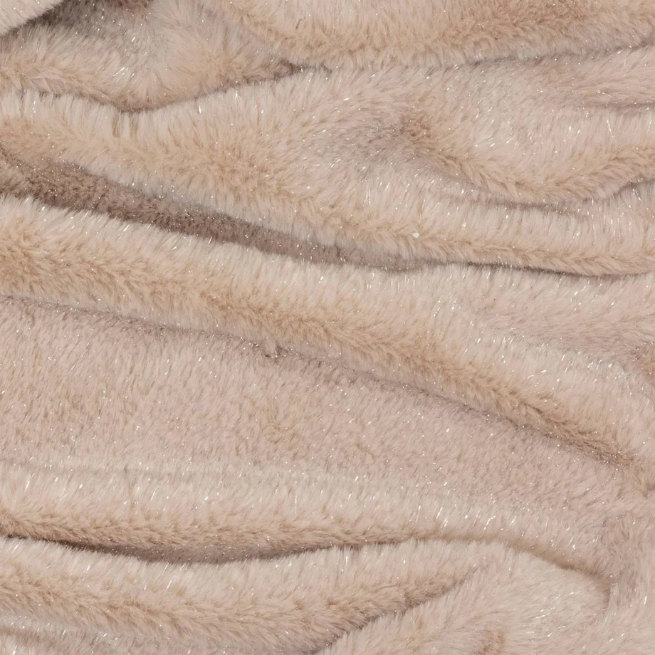 Pled koc pluszowy beżowy ze srebrną nitką 130x180 cm