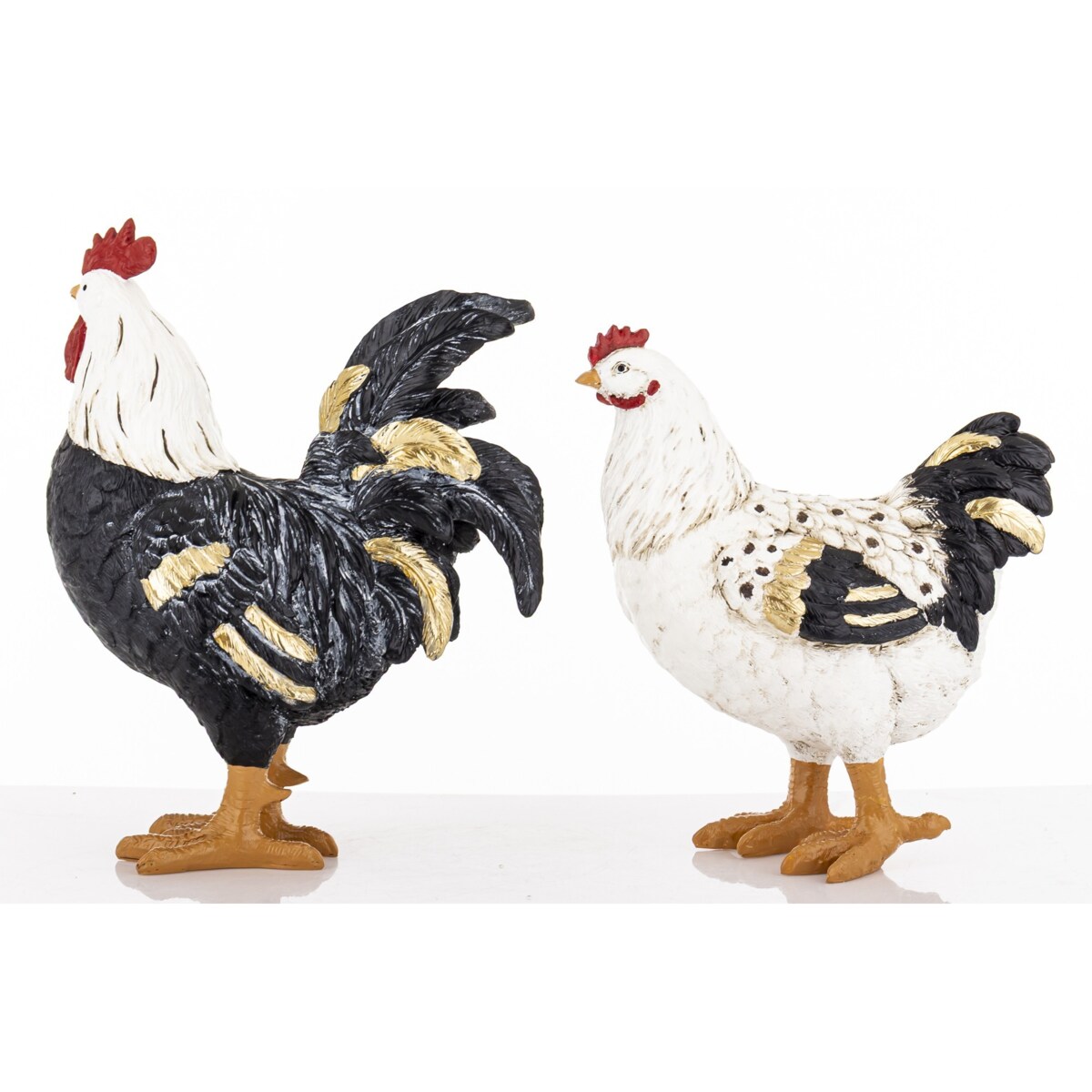 Dekoracja - kolorowa KOGUT i KURA 26x20x10,5 i 22x20x10 cm PLOMFEE big