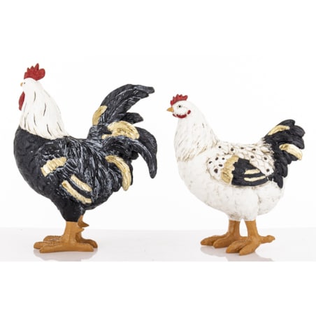 Dekoracja - kolorowa KOGUT i KURA 26x20x10,5 i 22x20x10 cm PLOMFEE big