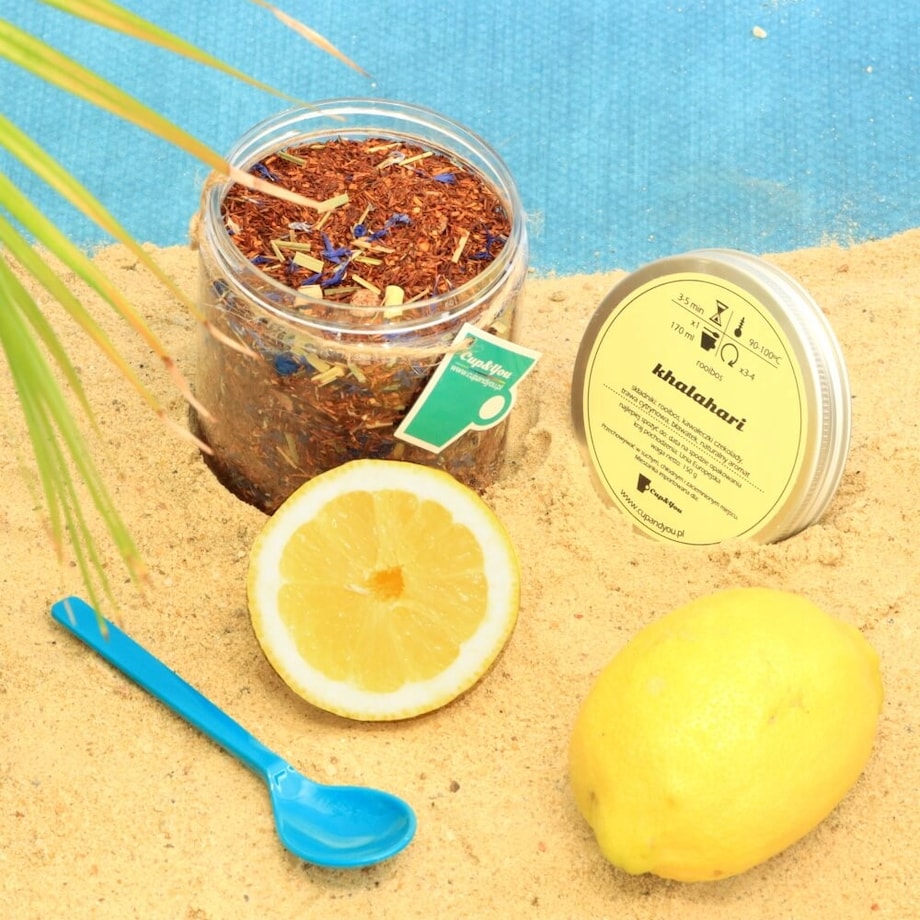 Herbata rooibos z czerwonokrzewu KHALAHARI o naturalnie cytrusowym smaku - herbata liściasta sypana mieszanka napar susz - gotowa na prezent upominek