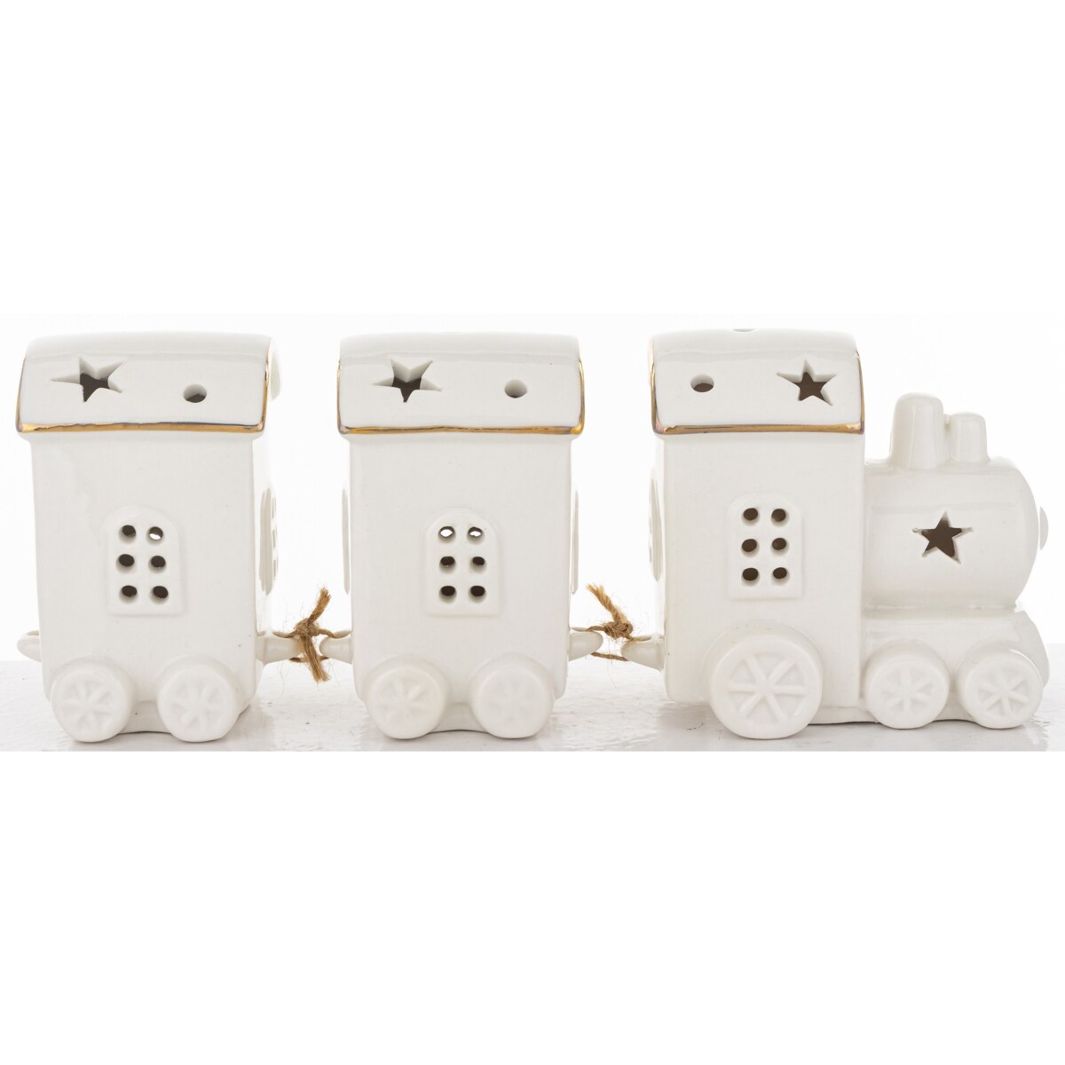 Dekoracja - ceramiczny pociąg LED 9x24x6 cm WHITE