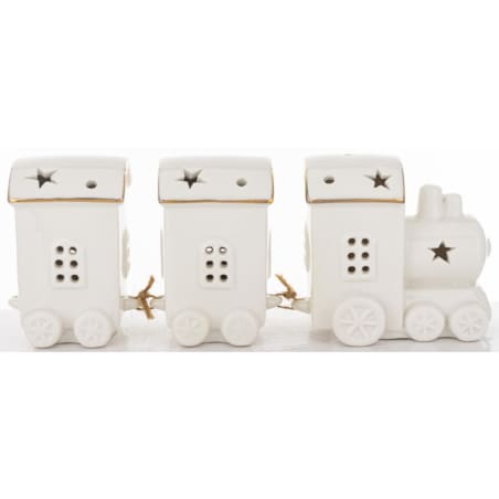 Dekoracja - ceramiczny pociąg LED 9x24x6 cm WHITE