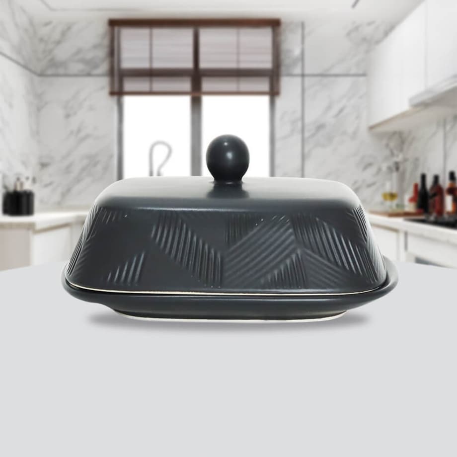 Maselniczka ceramiczna maselnica pojemnik na masło Geometry Black MAESTRO