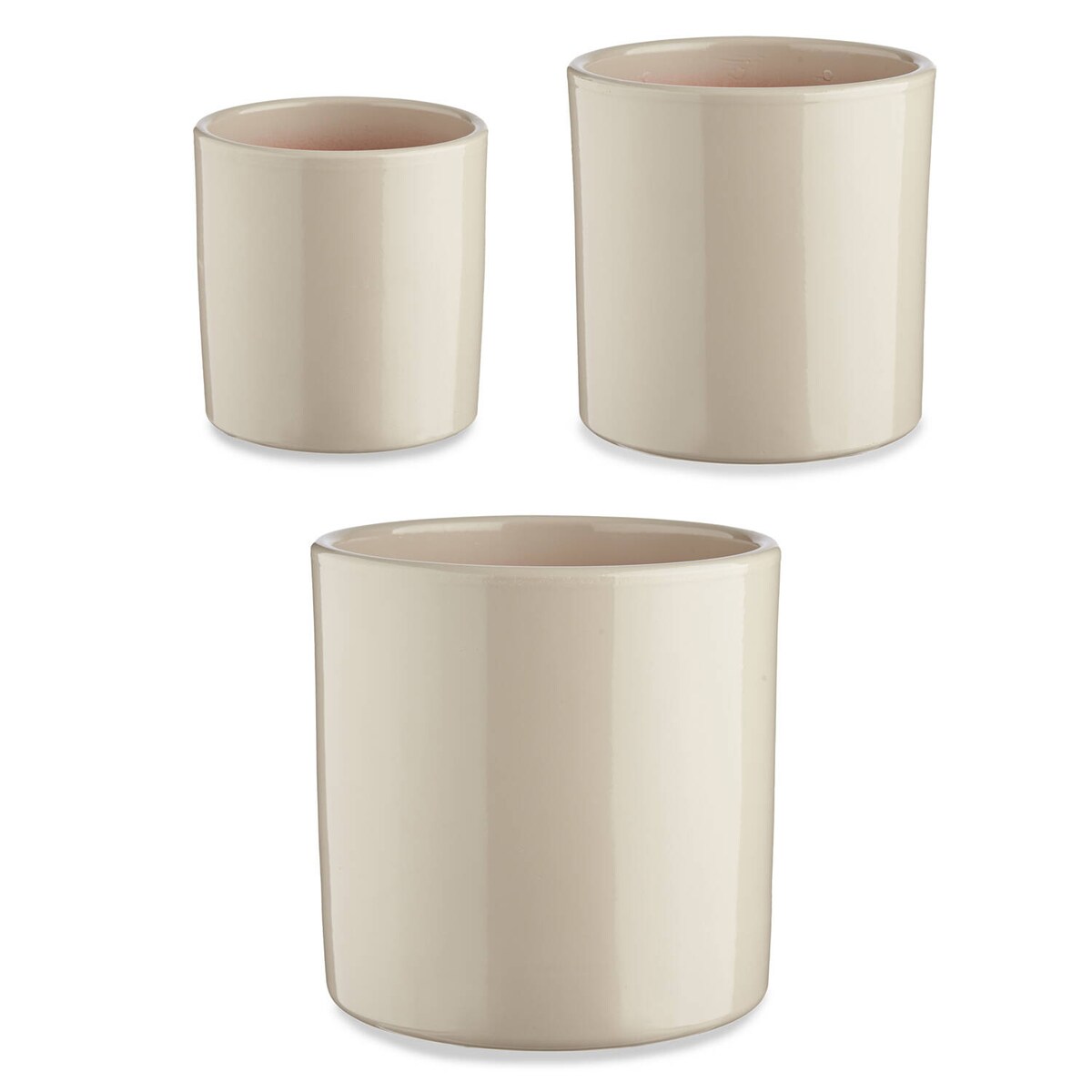 Zestaw doniczek ceramicznych, okrągłych, 3 sztuki