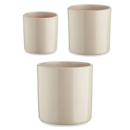 Zestaw doniczek ceramicznych, okrągłych, 3 sztuki