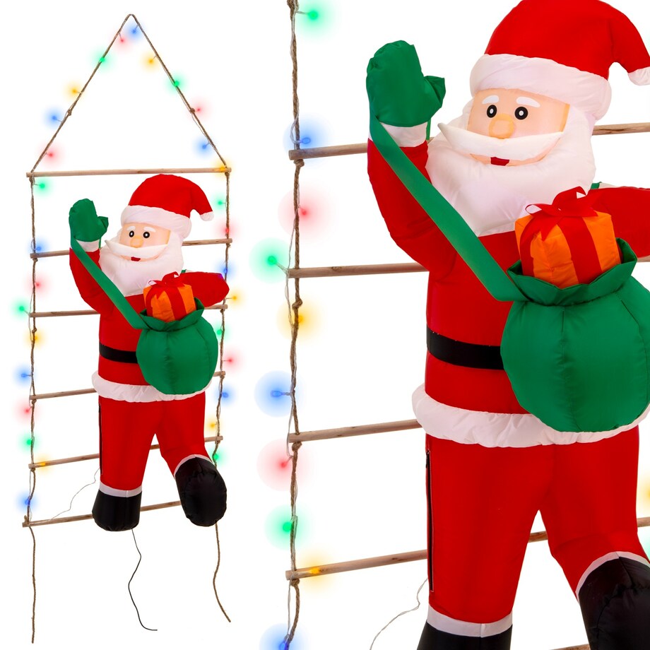 Mikołaj Nadmuchiwany Drabina Świecący Duży Pompowany Led 150 Cm