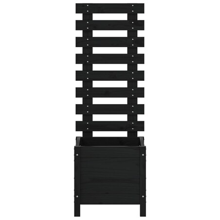 vidaXL Donica ogrodowa z trejażem, czarna, 39x39,5x114 cm, lita sosna