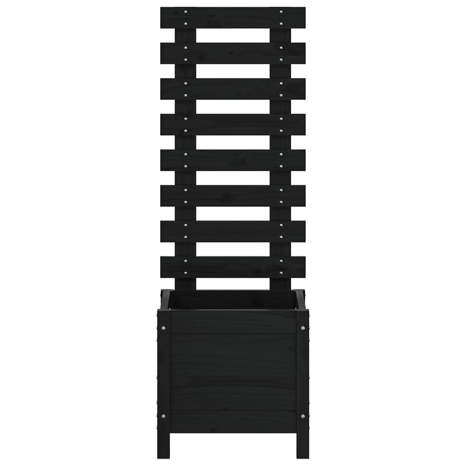 vidaXL Donica ogrodowa z trejażem, czarna, 39x39,5x114 cm, lita sosna