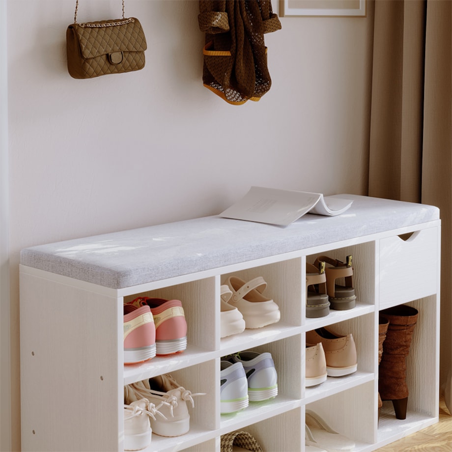 Szafka na buty z siedziskiem biała ławka przedpokój nowoczesna 100cm