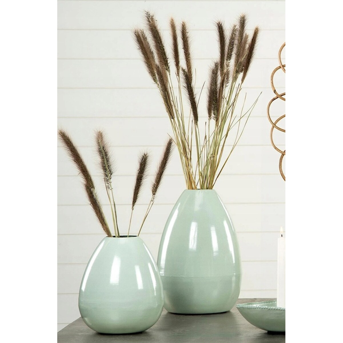 WAZON TURKUSOWY 20cm WYSOKI NA KWIATY BUKIET TULIPANY DO SALONU DOMU LOFT