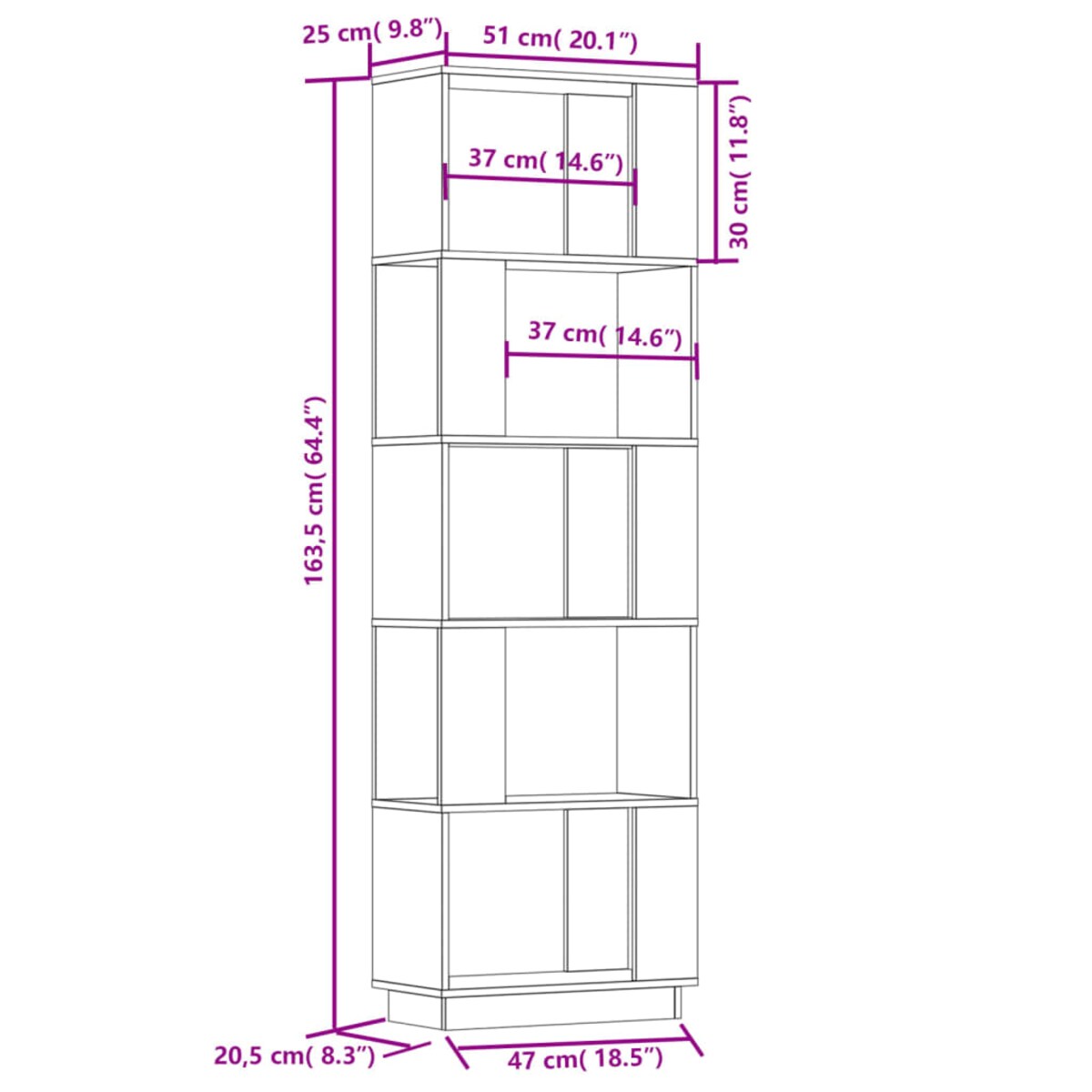 vidaXL Regał na książki/przegroda, 51x25x163,5 cm, lite drewno sosnowe