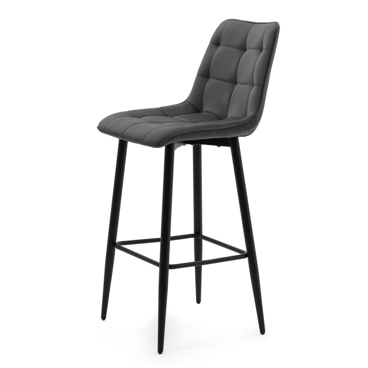 Hoker tapicerowany barowy welurowy CHIC szary do salonu jadalni