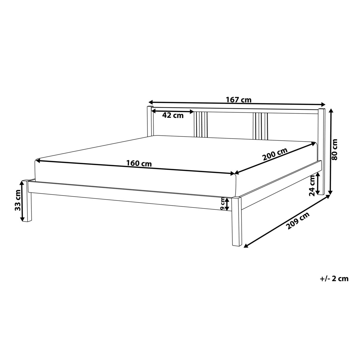 Łóżko drewniane 160 x 200 cm jasne VANNES