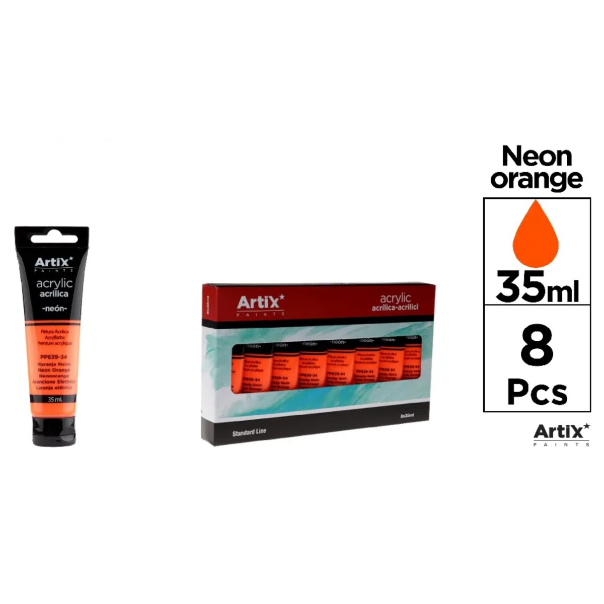 farba akrylowa neon orange artix pp639-34, 35 ml