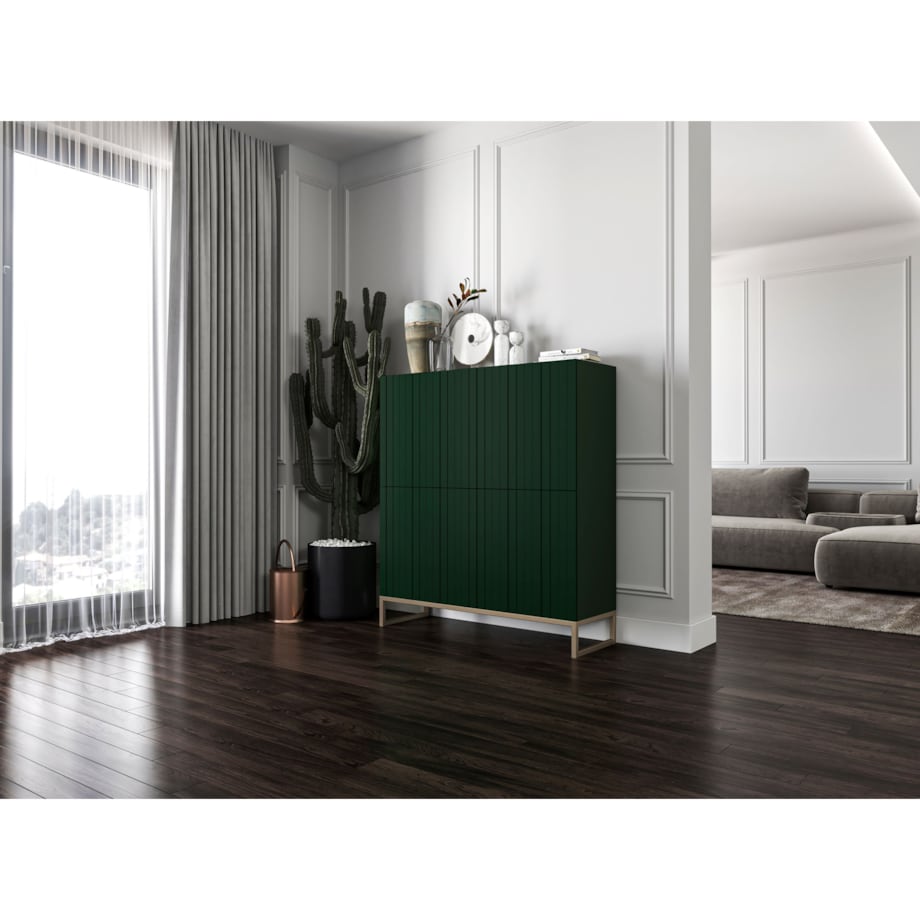 Komoda Glamour RTV Glamour Butelkowa Zieleń Ryflowane Fronty 112 cm