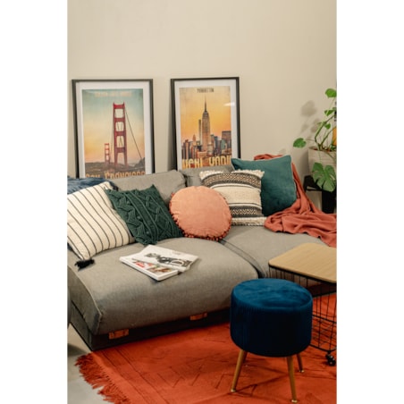 Poduszka z pomponami Dotted line, bawełniana, 45 x 45 cm