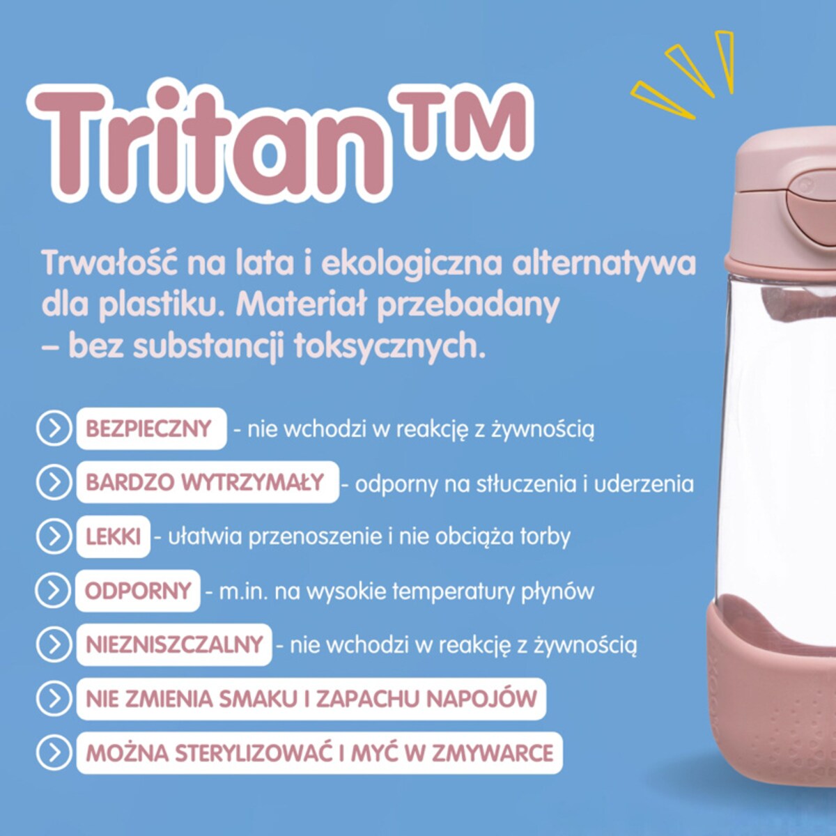 Bidon na wodę dla dziecka - butelka z ustnikiem sportowym tritanowa 600 ml Blush Crush b.box