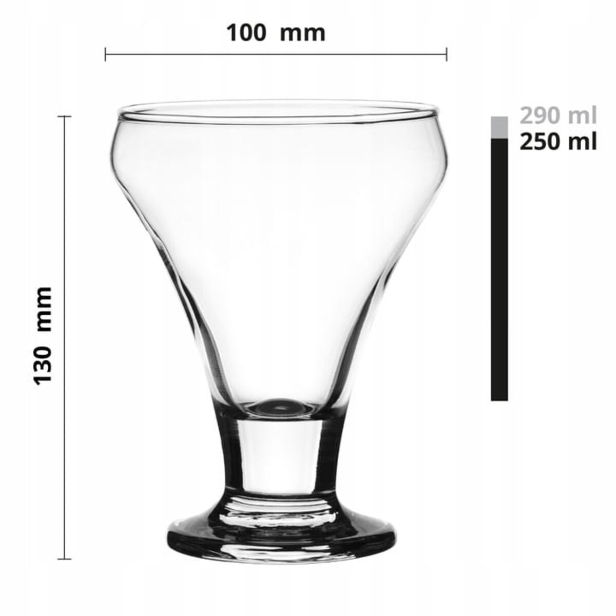 Szklany pucharek do deserów lodów Glasmark 290 ml 6szt Pucharki Zestaw Komplet