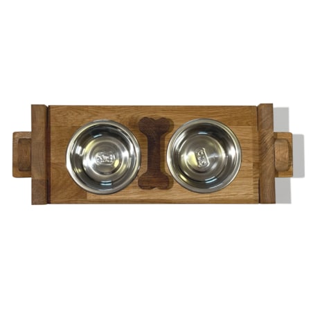 Miska dla psa na stojaku drewnianym M