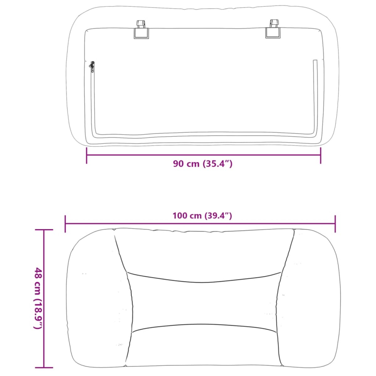vidaXL Poduszka na wezgłowie, Hvar, czarna, 90 cm, tkanina