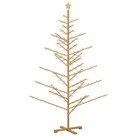vidaXL Drewniana choinka z podstawą Brązowy 210 cm Lite drewno sosnowe