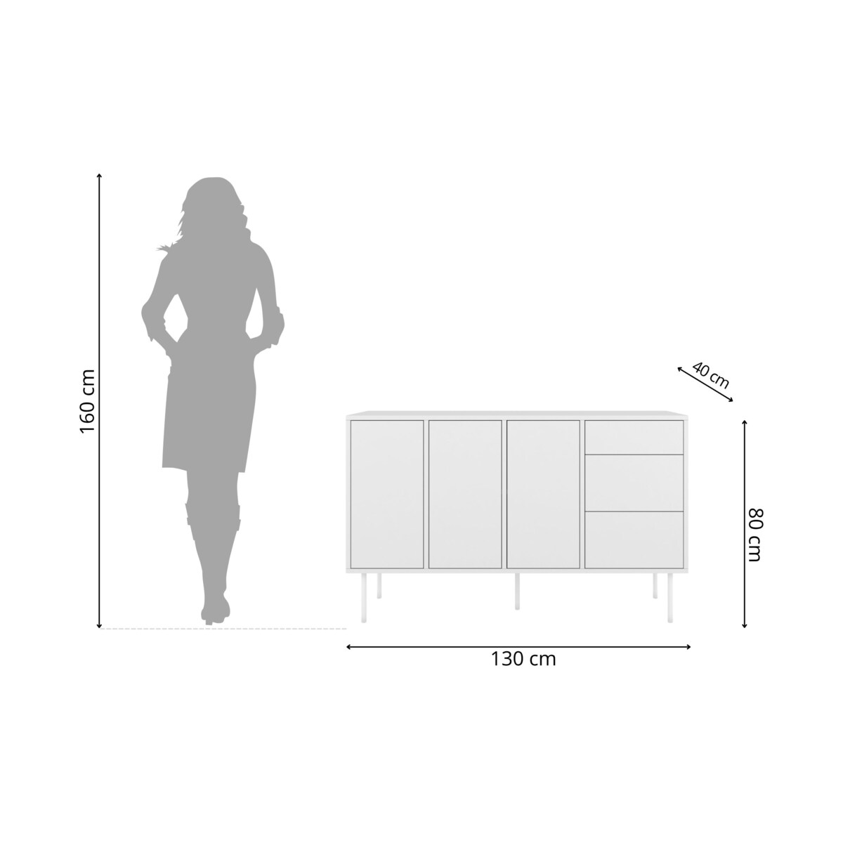 Biała nowoczesna komoda Dancan MIRKA / szer. 130 cm
