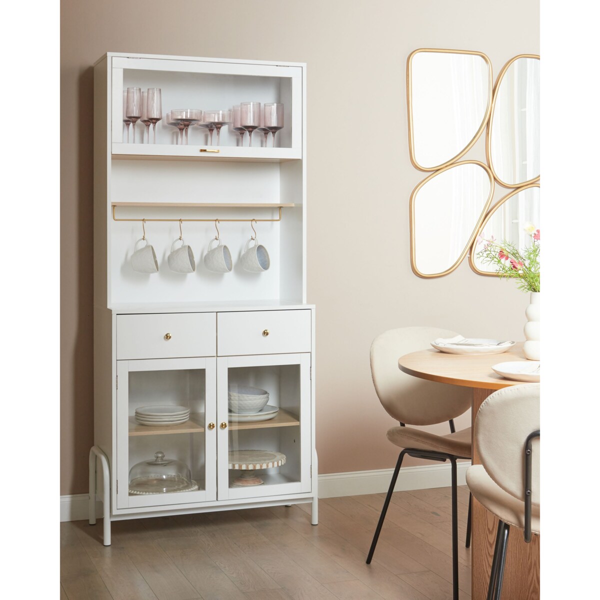 Witryna ze szklaną gablotą PARLIN 82 cm Biały