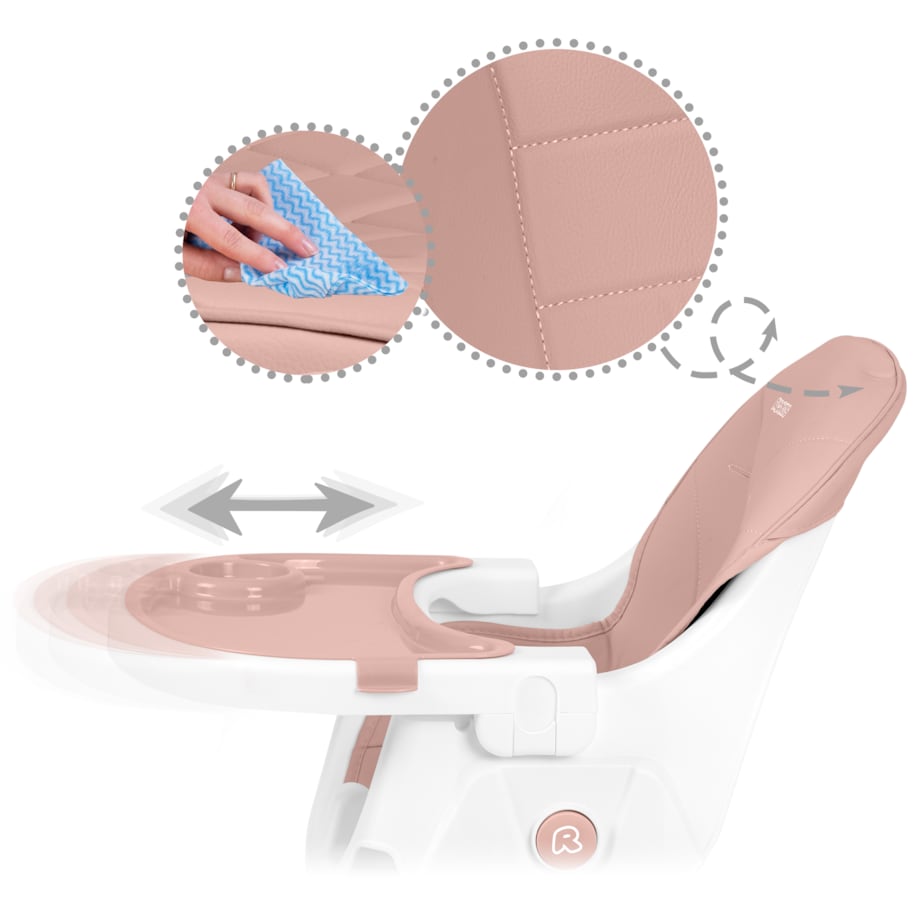 Krzesełko do karmienia dla dzieci Ricokids Mani różowe 3w1 regulowane fotelik tacka